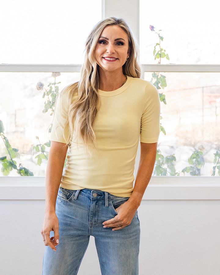 Lola Half Sleeve Knit Top - Yellow Be Cool