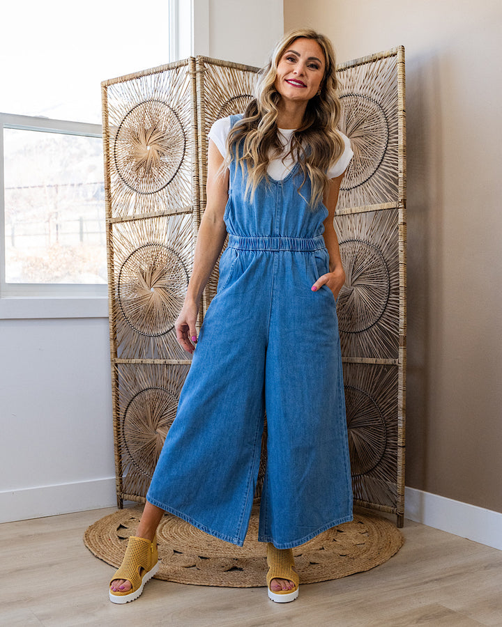 KanCan Sandria Cropped Wide Leg Overalls KanCan