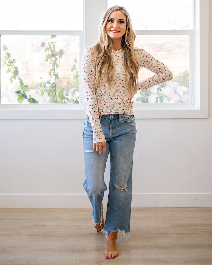 NEW! Blair Long Sleeve Top - Micro Pink Floral Michelle Mae