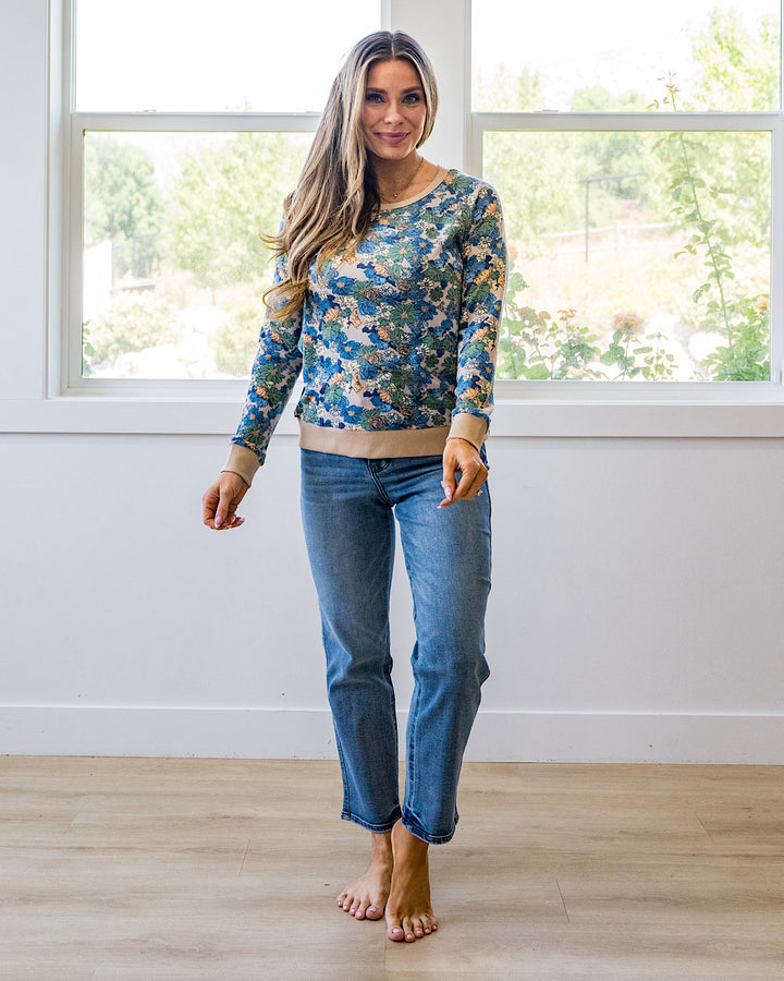 NEW! Bristol Floral Lightweight Sweater - Taupe Staccato