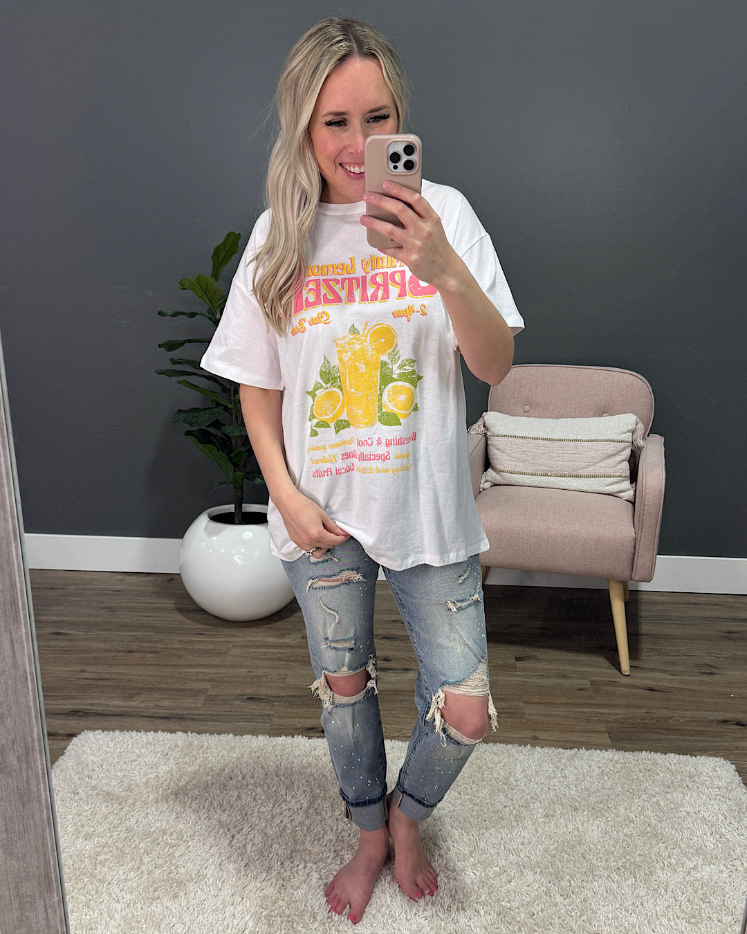 Lemon Spritzer Oversized Tee - White SALE Tres Bien
