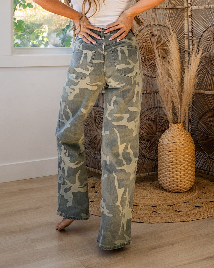KanCan Chloe Camo Wide Leg Jeans KanCan