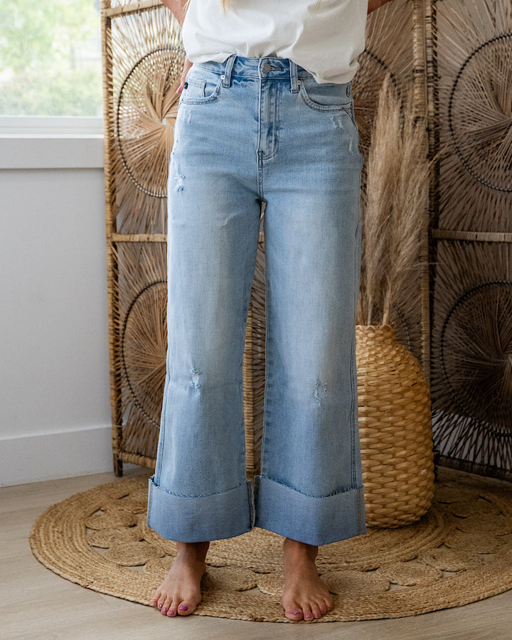 KanCan Time To Go Rolled Hem Wide Leg Jeans KanCan