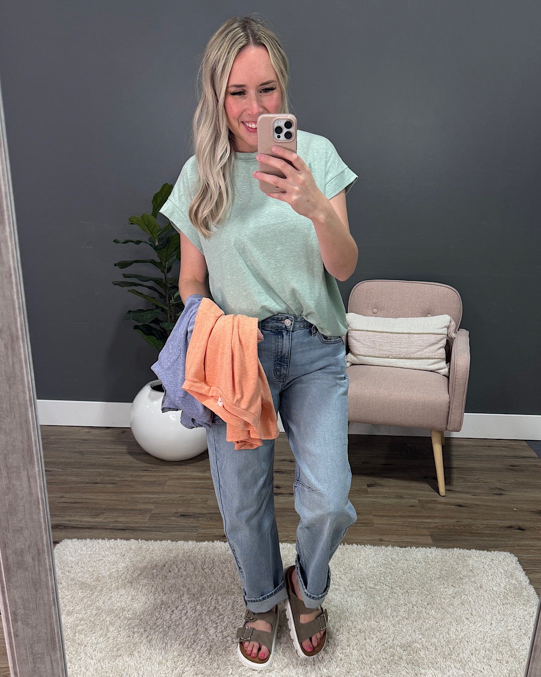 Jana Heathered Cap Sleeve Top - Denim FINAL SALE Sew In Love