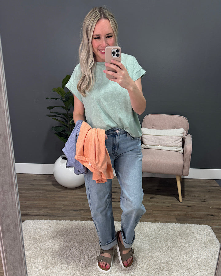 Jana Heathered Cap Sleeve Top - Denim FINAL SALE Sew In Love