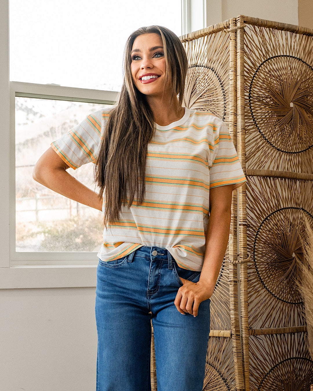 Kelsey Striped Short Sleeve Top - Citrus FINAL SALE Wishlist