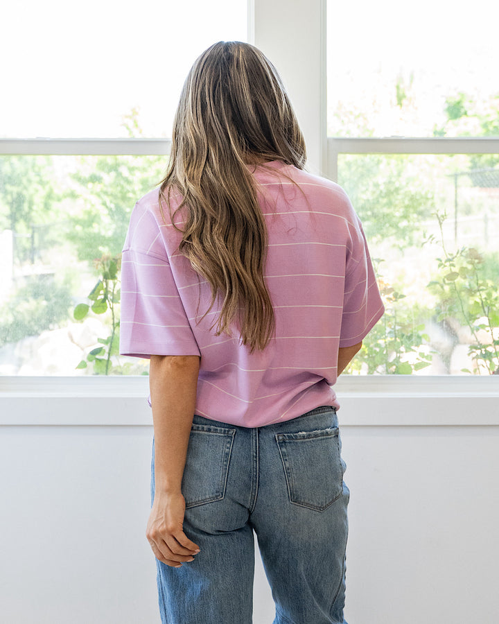 NEW! Macey Scuba Fabric Striped Top - Blossom & Cream Rae Mode