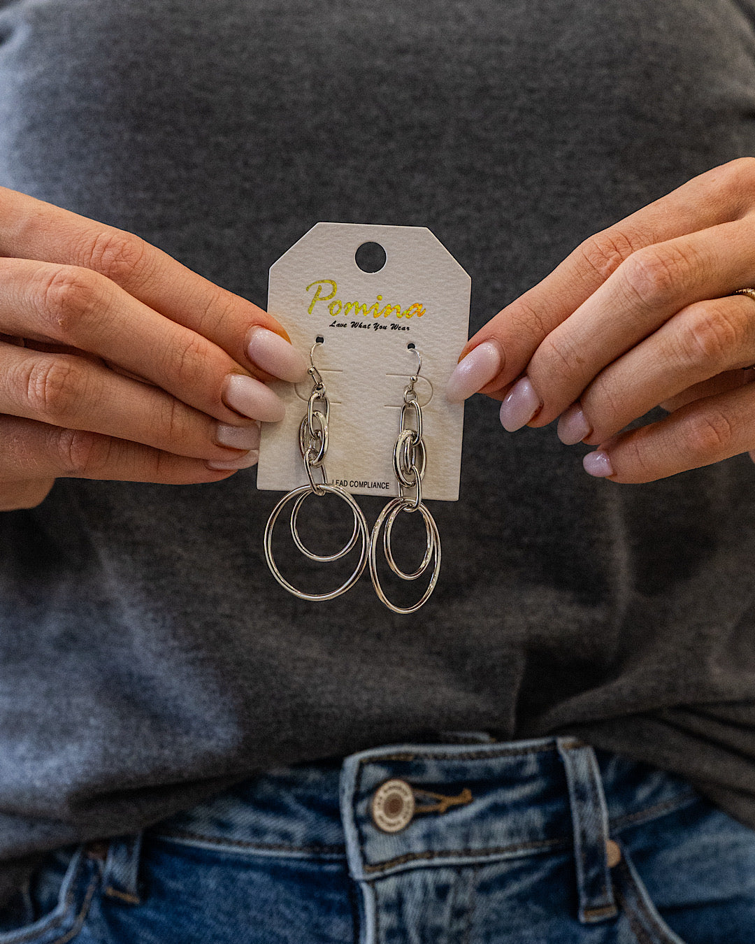 Interlocking Double Circle Dangle Earrings - Color Options Available! Trendy Wholesale Silver