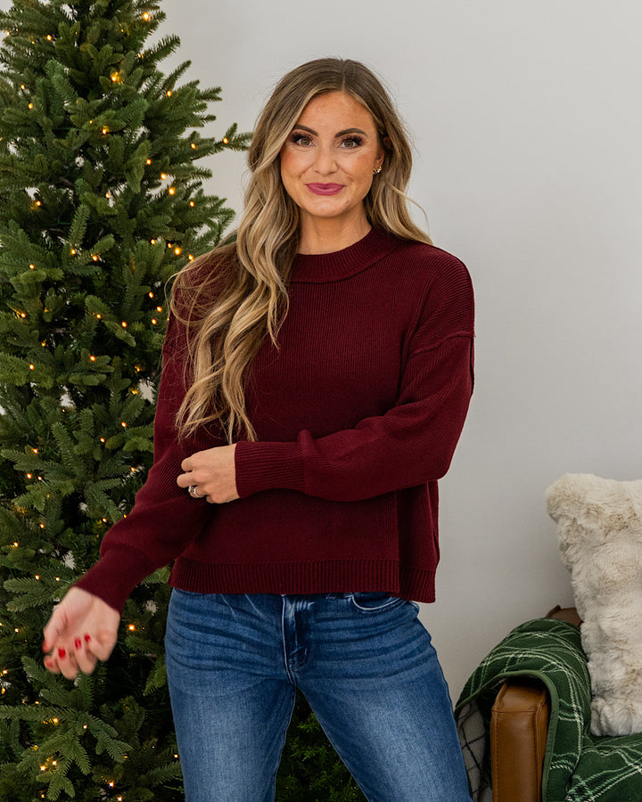 Danica Ribbed Knit Sweater - Color Options Available! Be Cool Burgundy