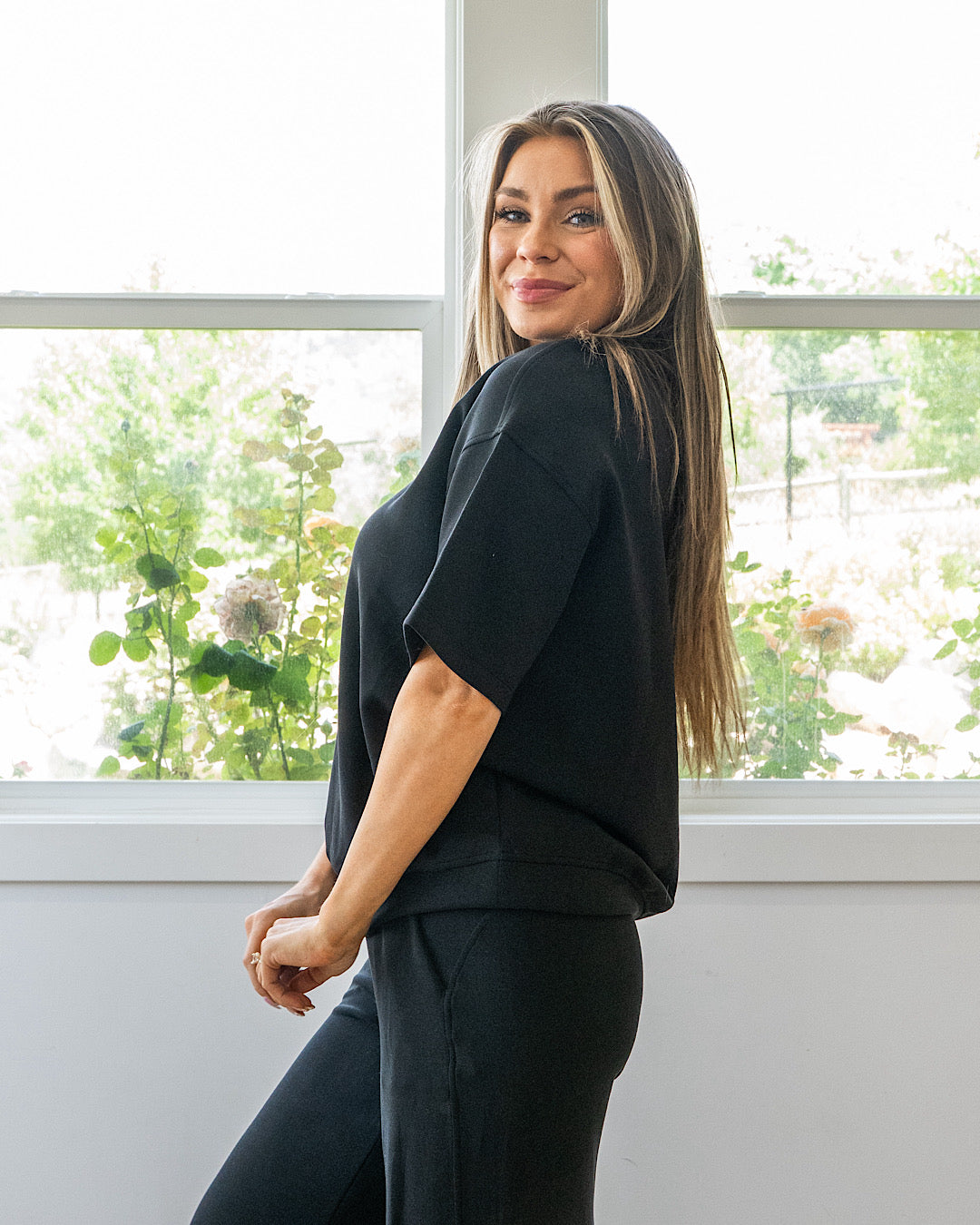 Macey Scuba Fabric Top - Black Rae Mode