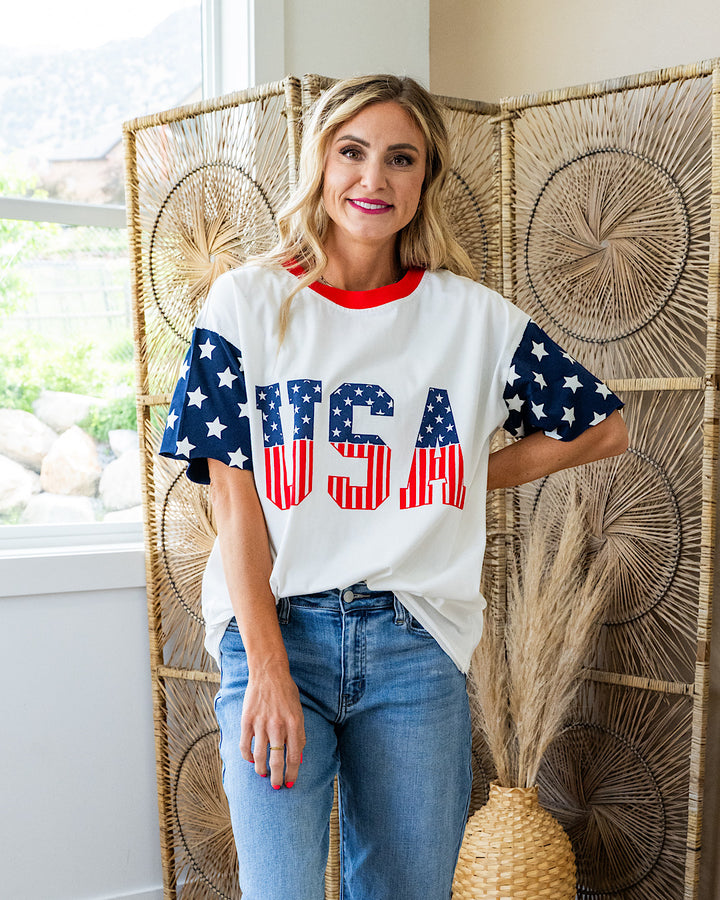 Ampersand Ave All American Girl Boyfriend Tee FINAL SALE Ampersand Ave