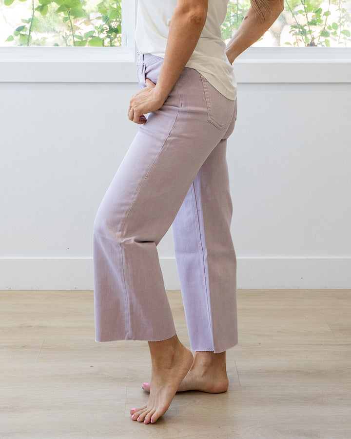 NEW! Vervet Skye Wide Leg Non Distressed Crop Jeans - Lavender Vervet