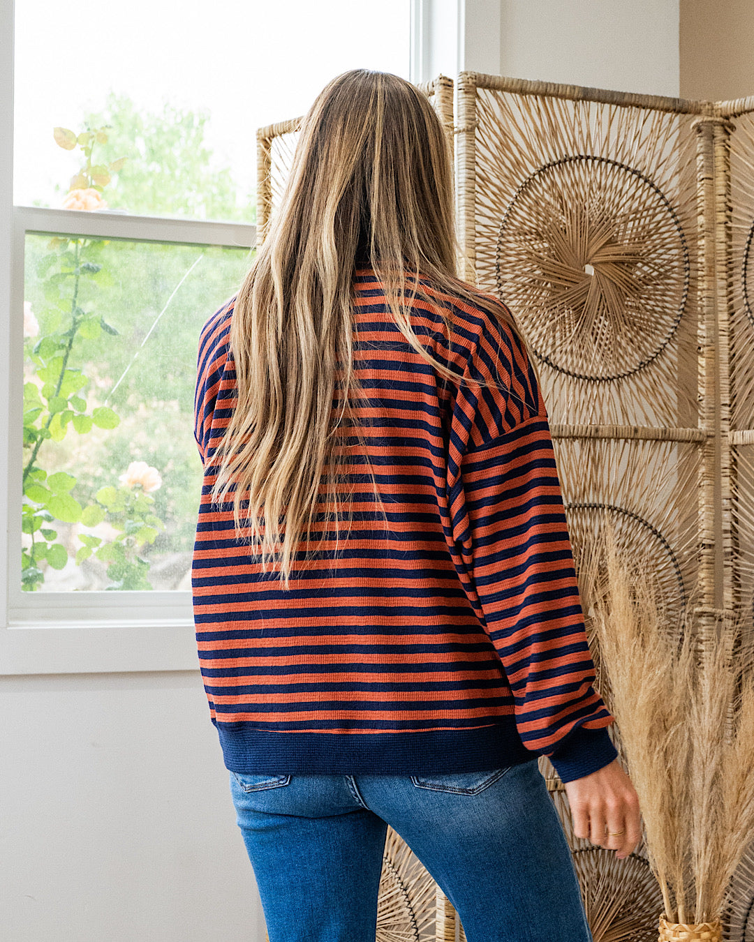 Can't Explain Striped Cloud Knit Sweatshirt - Navy & Rust Tres Bien
