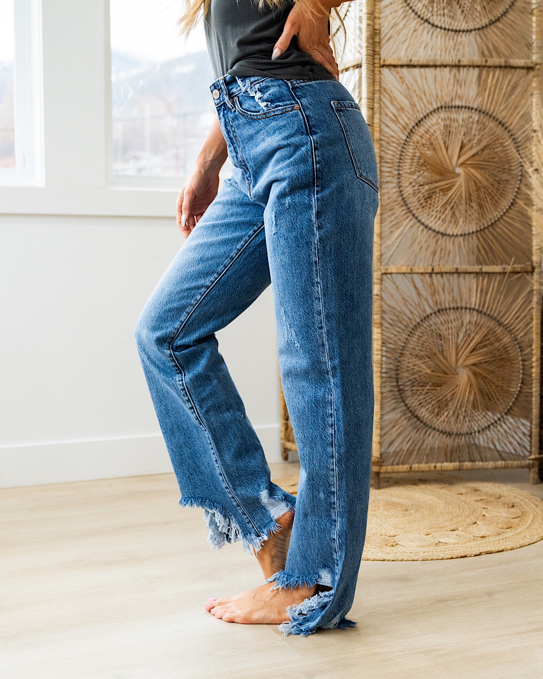 KanCan Selena Rigid Distressed Straight Jeans FINAL SALE KanCan