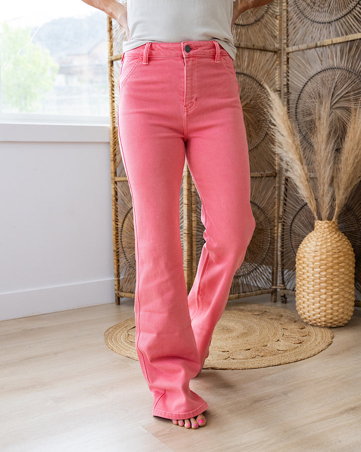 KanCan Kristen Non Distressed Flare Jeans - Coral SALE KanCan