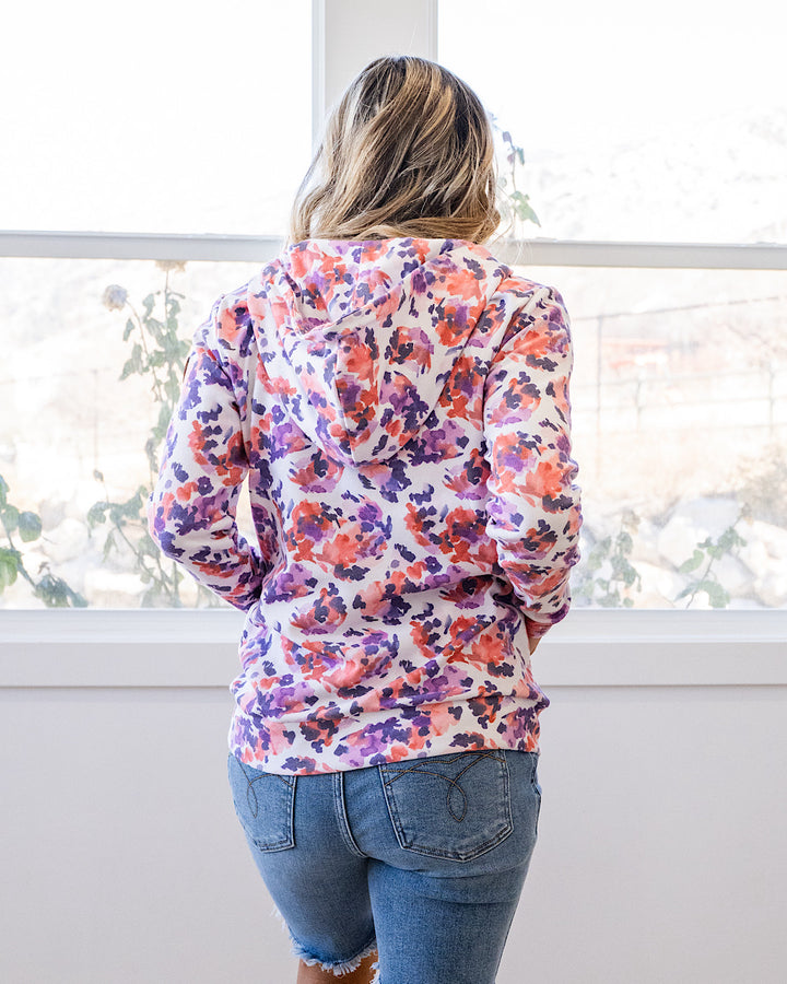 Lindsay Half Zip Hoodie - Purple Abstract Michelle Mae