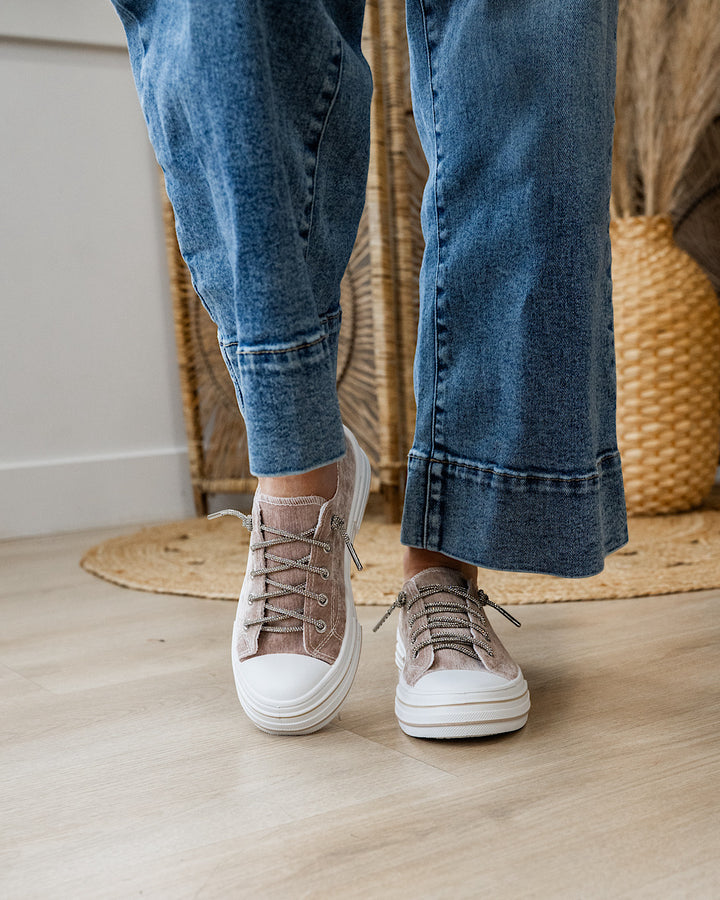 Very G Aman Velvet Sneakers - Nude Very G