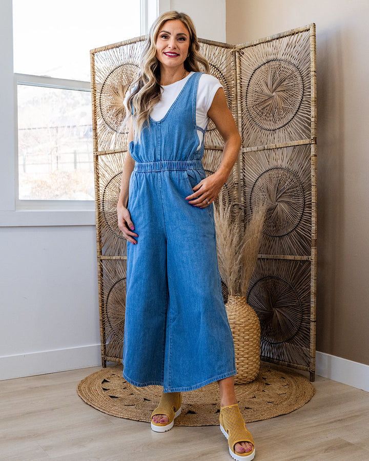 KanCan Sandria Cropped Wide Leg Overalls KanCan