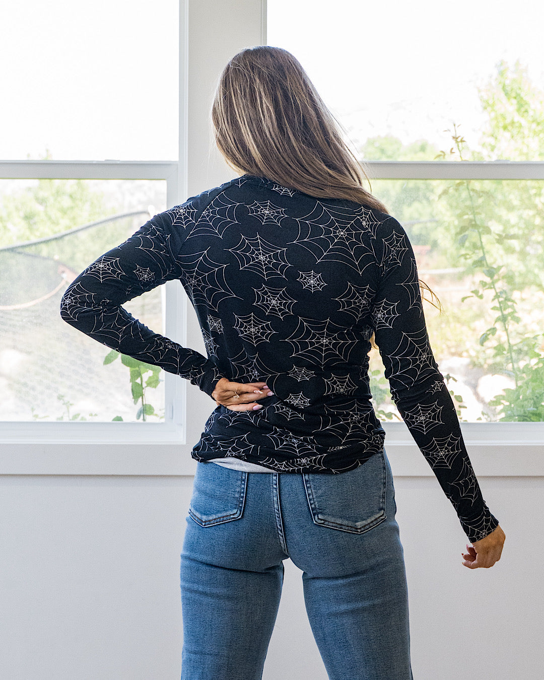 NEW! Blair Long Sleeve Top - Midnight Webs Michelle Mae