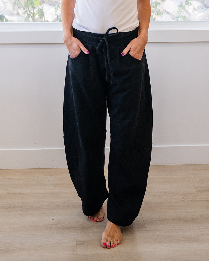 Micael Barrel Leg Lounge Pants - Black Reflex