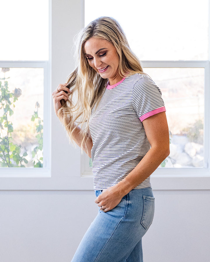 Alexis Striped Knit Top - Ivory & Black Wishlist