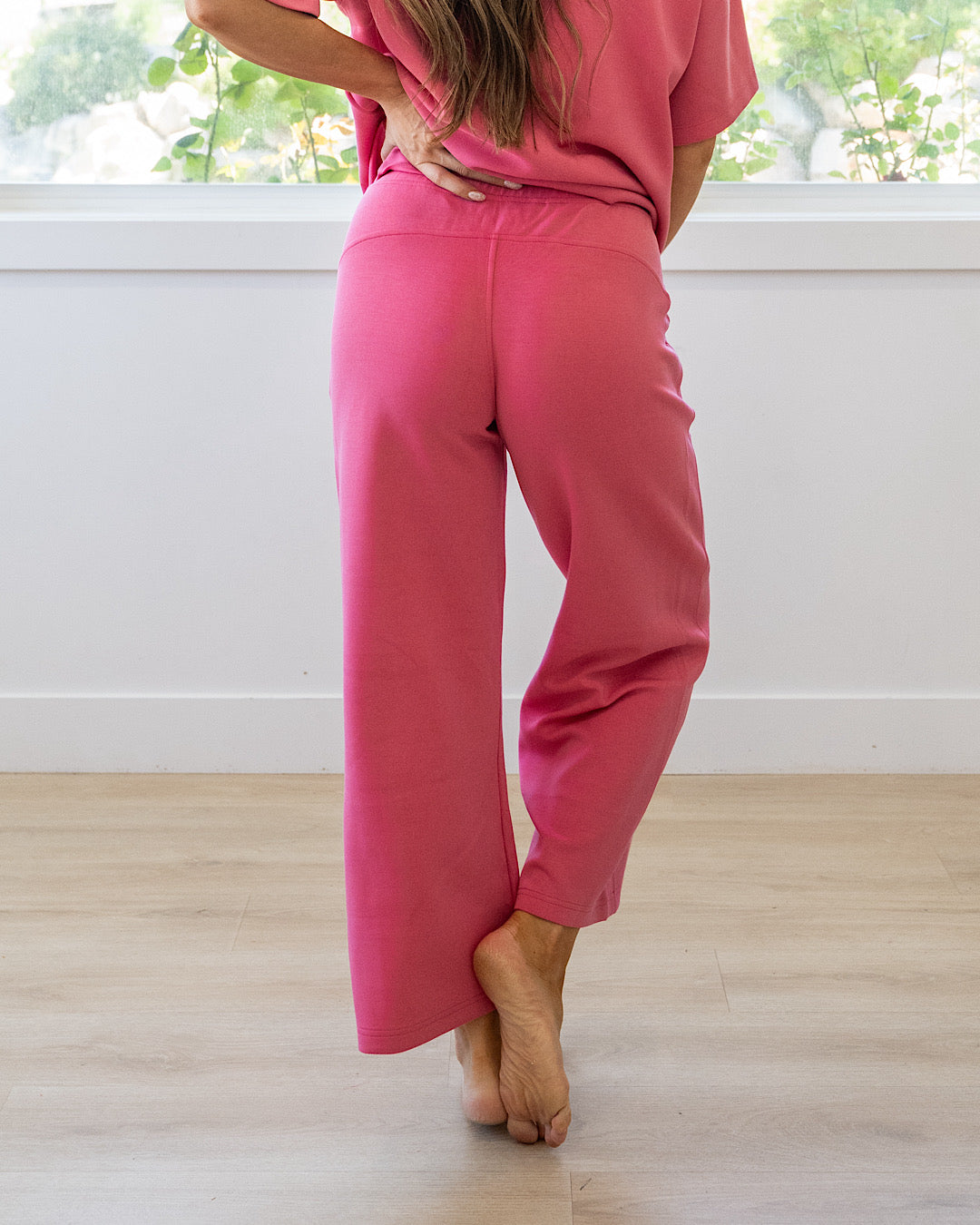 NEW! Kendall Scuba Fabric Wide Leg Pants - Brink Pink Rae Mode