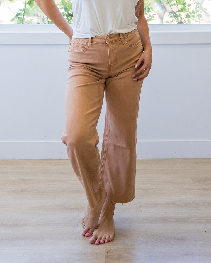 Vervet Skye Wide Leg Non Distressed Crop Jeans - Mocha Vervet