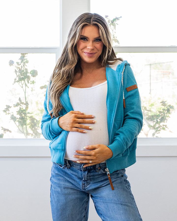 NEW! Wanakome Cropped Zip Up Hoodie - Lagoon Blue Wanakome