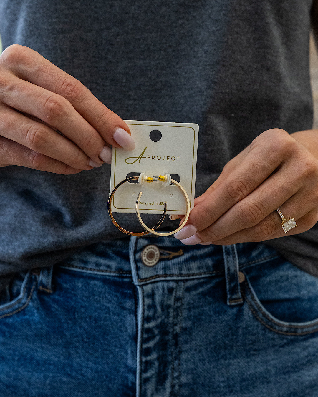 Color Filled Open Hoop Earrings - Black Trendy Wholesale