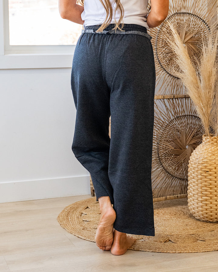 Cropped Wide Leg Comfy Pants - Black Zenana