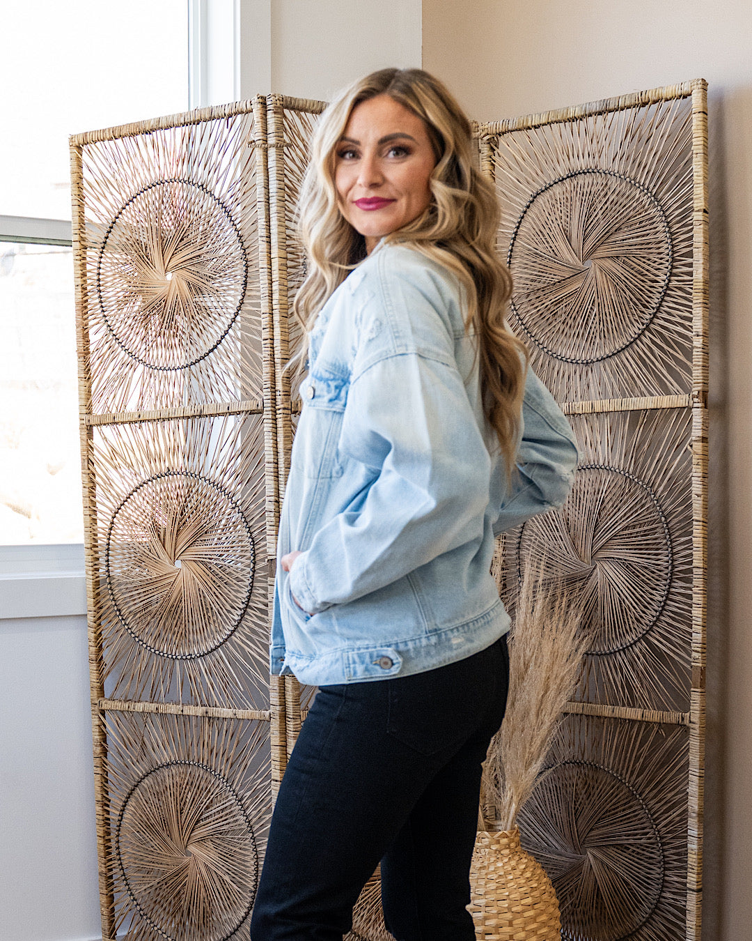 KanCan Lost Track Distressed Light Denim Jacket KanCan