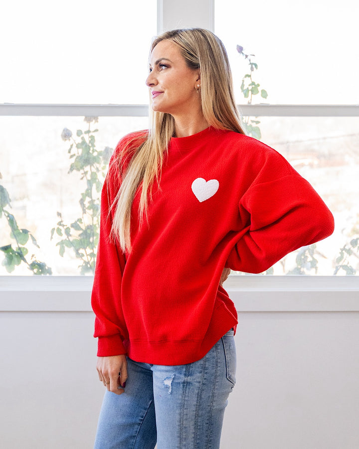 NEW! Heart Cloud Knit Top - Red Tres Bien