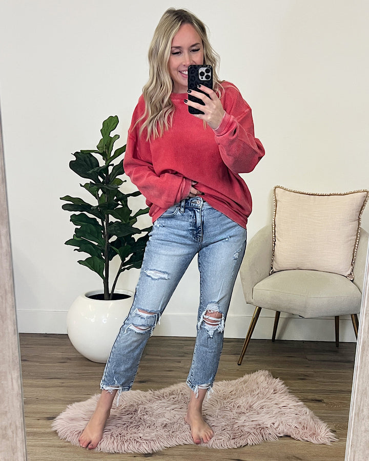 Ampersand Ave Henley Distressed Straight Jeans SALE Ampersand Ave