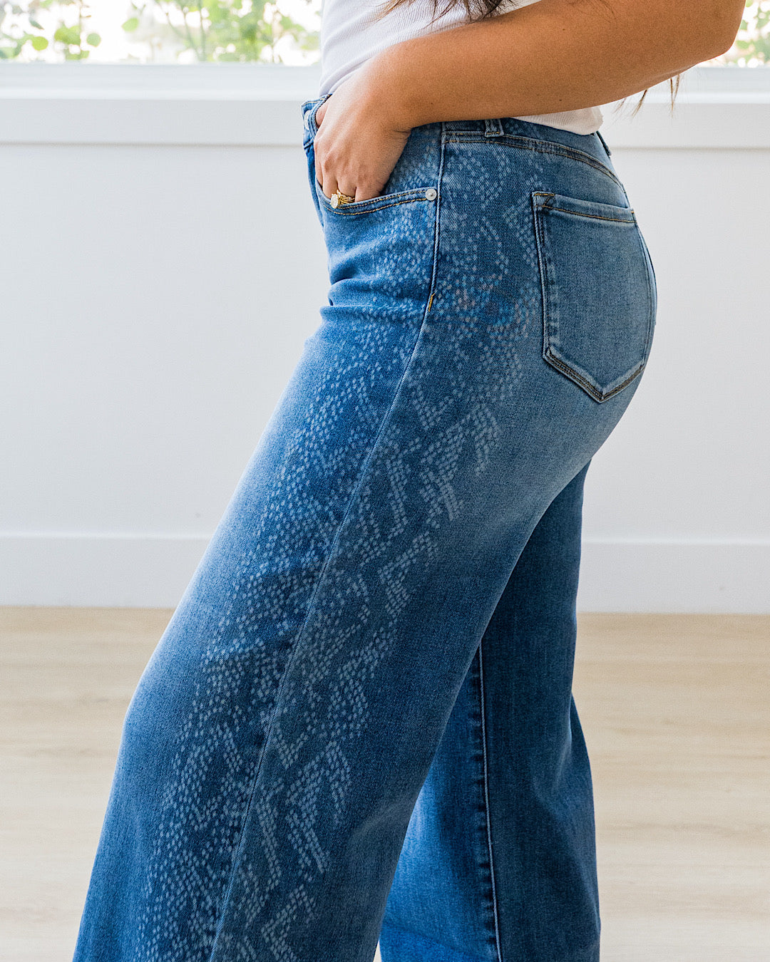 KanCan Isla Snakeskin Wide Leg Jeans KanCan