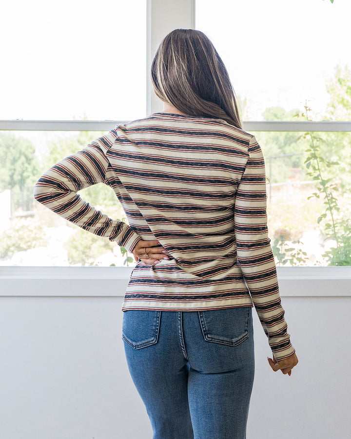 NEW! Alexa Multi Striped Top - Cream, Navy & Rust Staccato