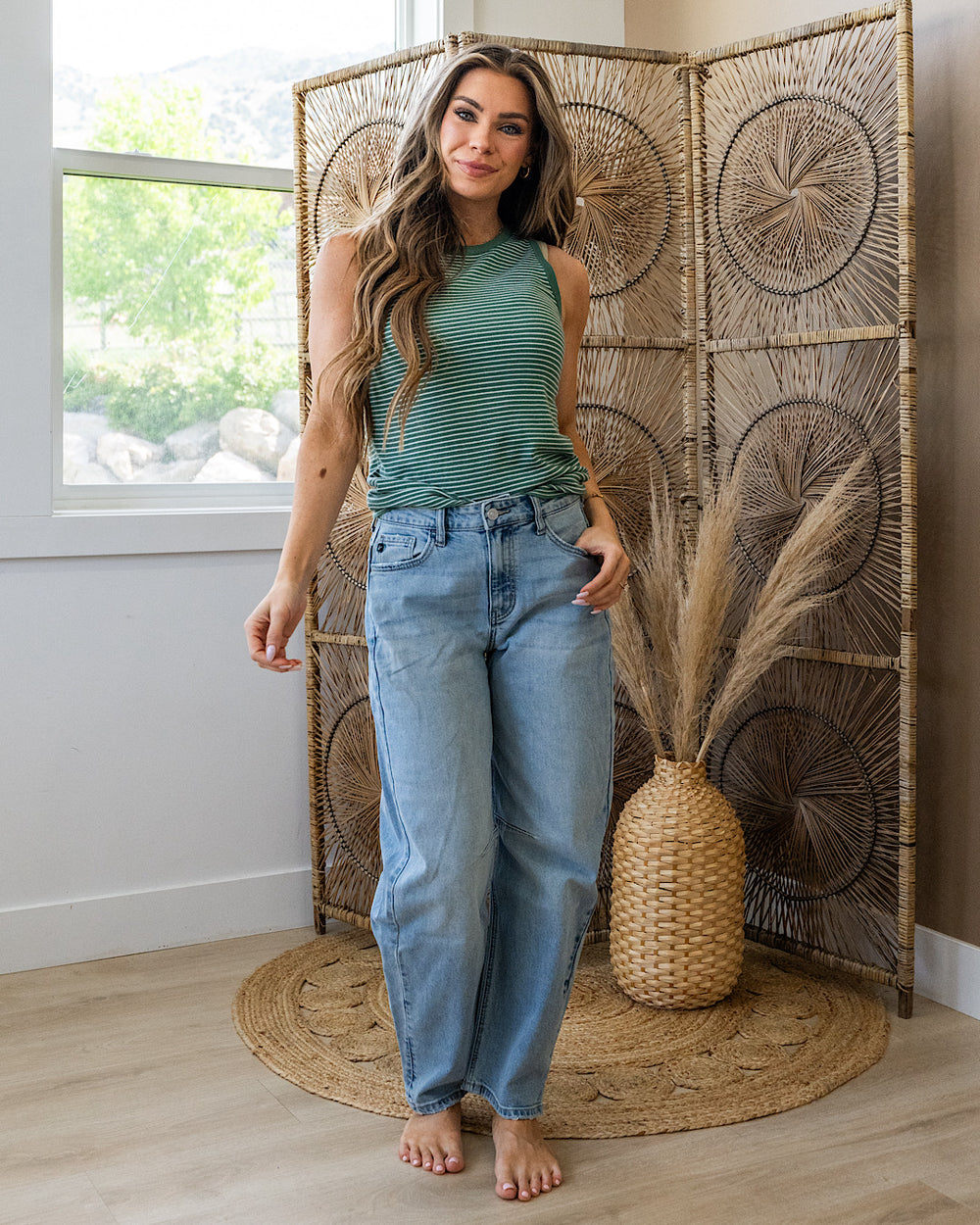 Paige Striped Knit Tank Top - Green FINAL SALE Staccato