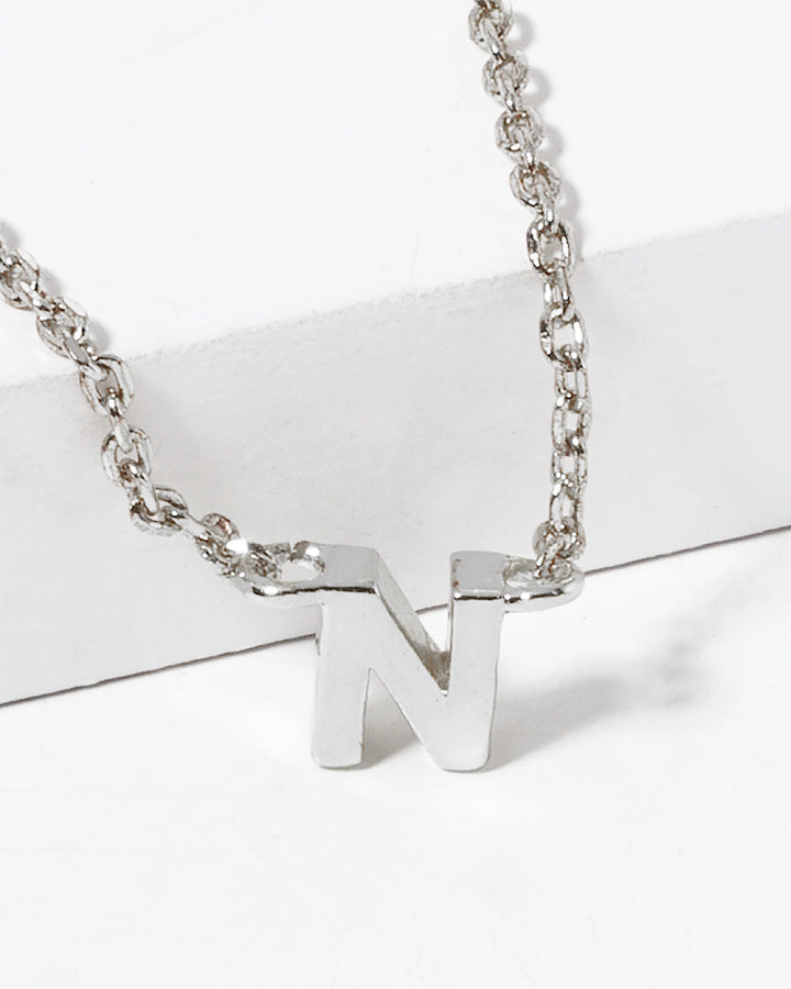 Dainty White Gold Initial Necklace - Pick Your Initial Trendy Wholesale N One Size