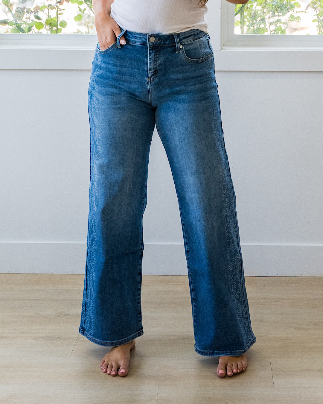 KanCan Isla Snakeskin Wide Leg Jeans KanCan