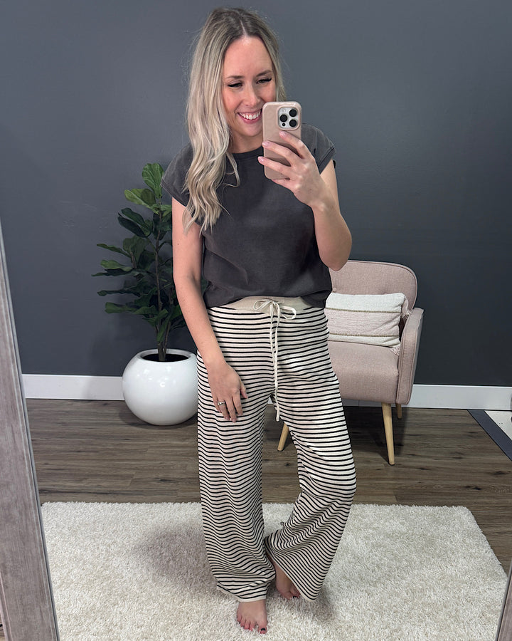 Rose Cap Sleeve Top - Charcoal SALE Be Cool