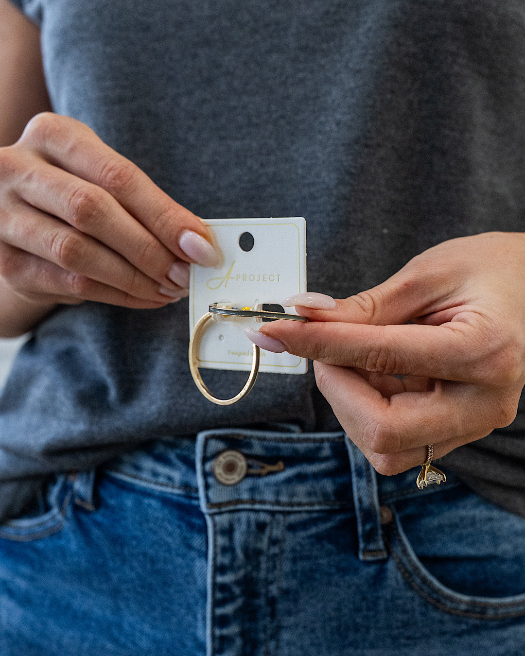 Color Filled Open Hoop Earrings - Color Options Available! Trendy Wholesale Gray