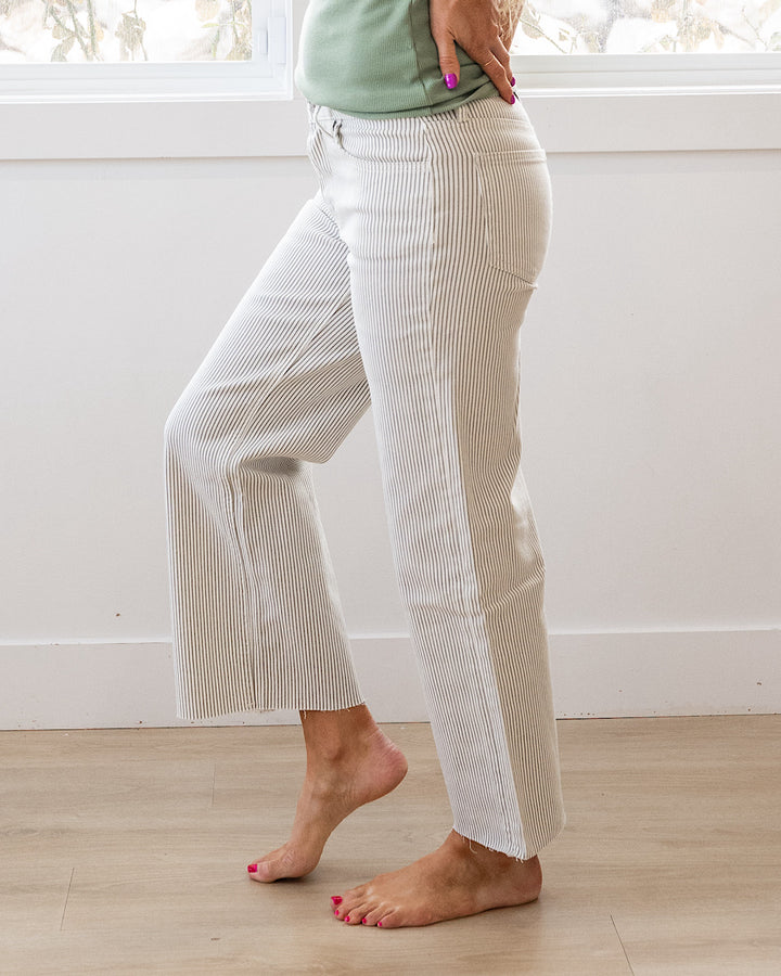 Vervet Andi Striped Cropped Wide Leg Jeans Vervet