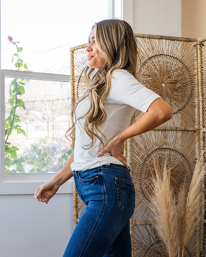 Lola Half Sleeve Knit Top - Ivory Be Cool