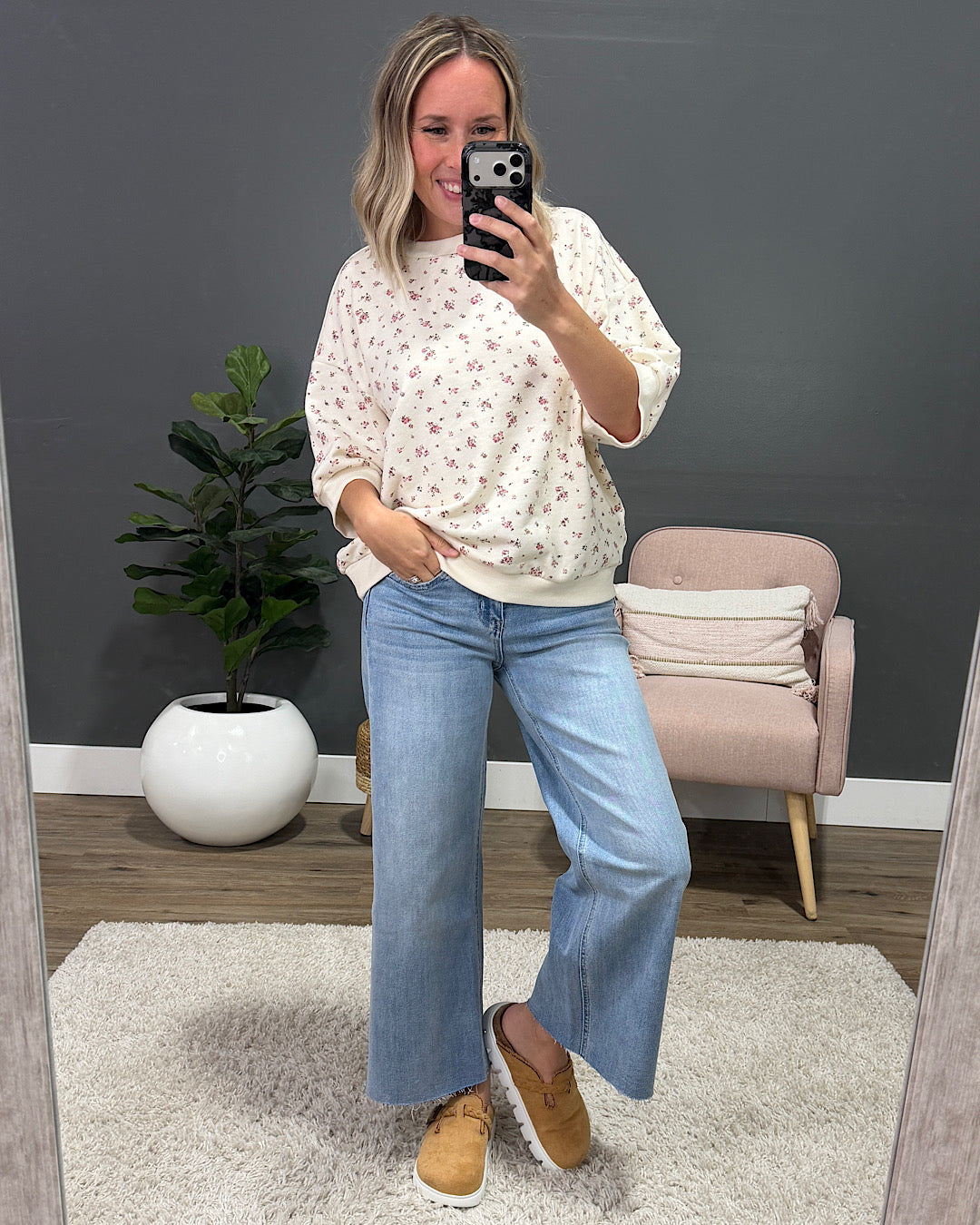 NEW! Tessa Floral Knit Top - Ivory Multi Mine