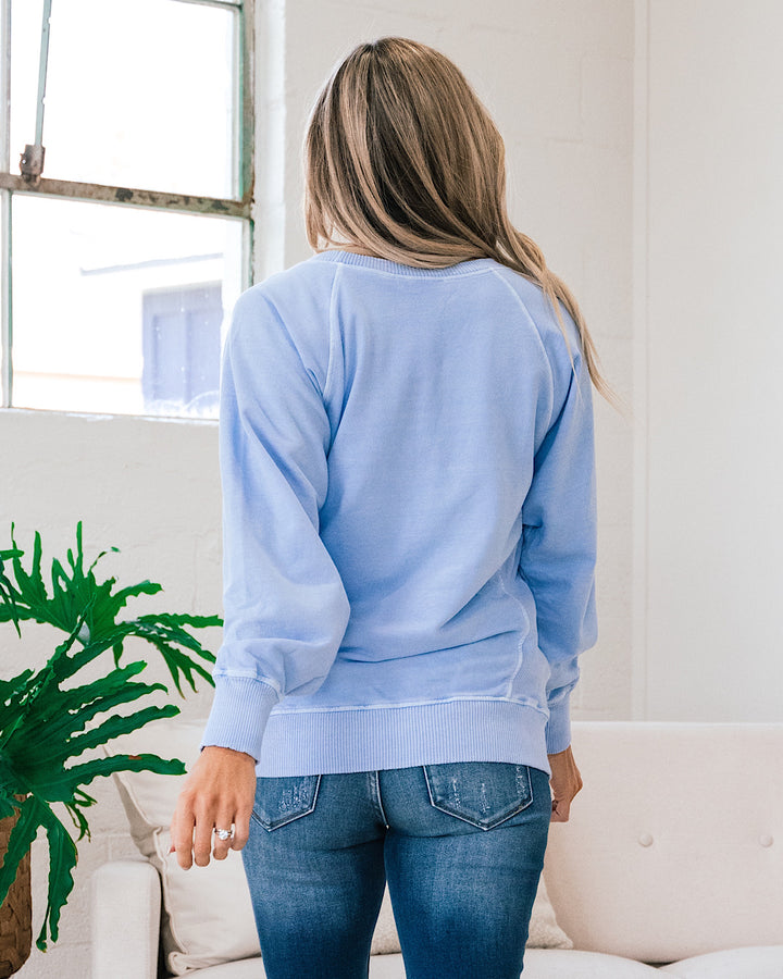 Girlfriend Crewneck Sweatshirt - Sky Blue Zenana