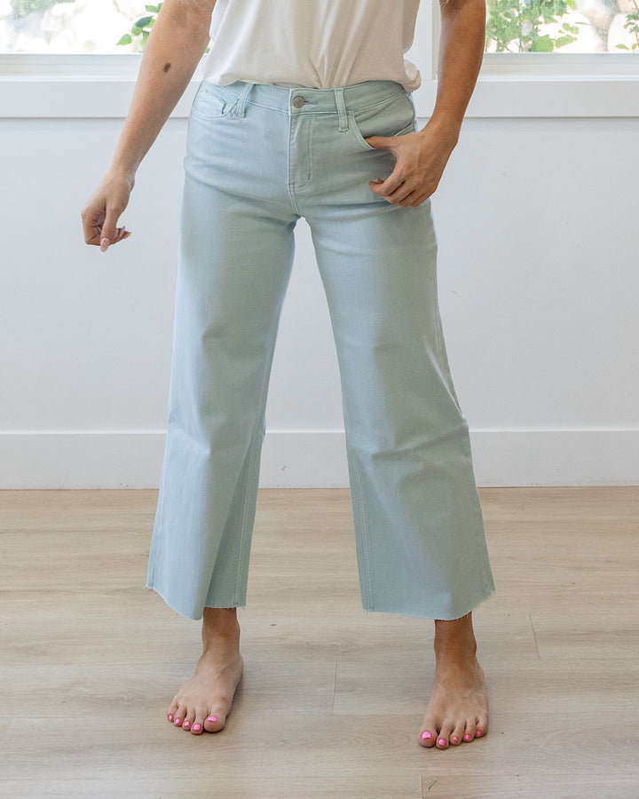 NEW! Vervet Skye Wide Leg Non Distressed Crop Jeans - Winter Sky Vervet