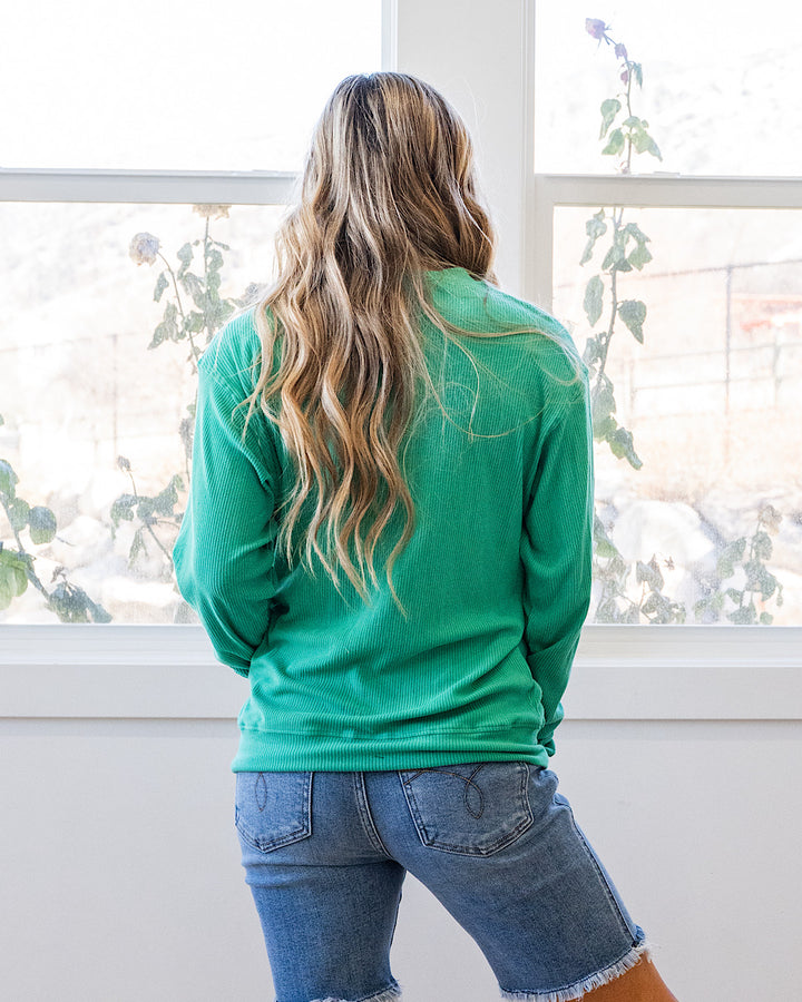 Mia Ribbed Crewneck Top - Emerald Michelle Mae