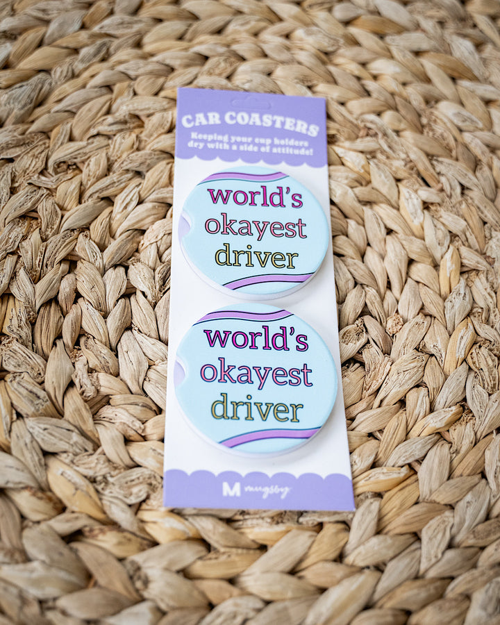 Car Coasters - 8 Options Mugsby One Size Worlds Okayest Driver