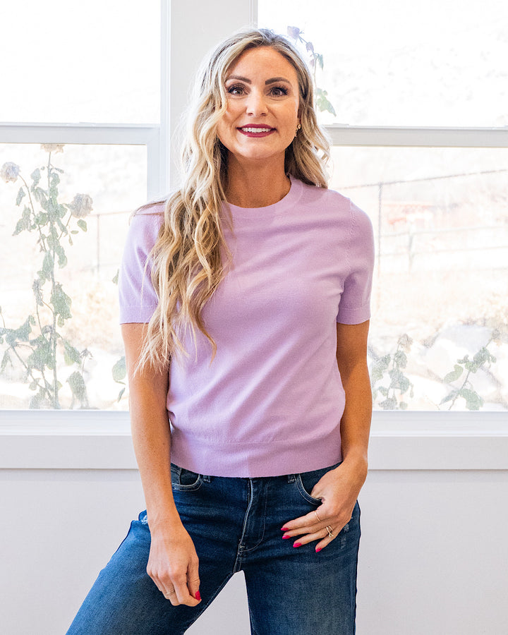 Ashton Short Sleeve Sweater Top - Color Options Available! Be Cool Lavender