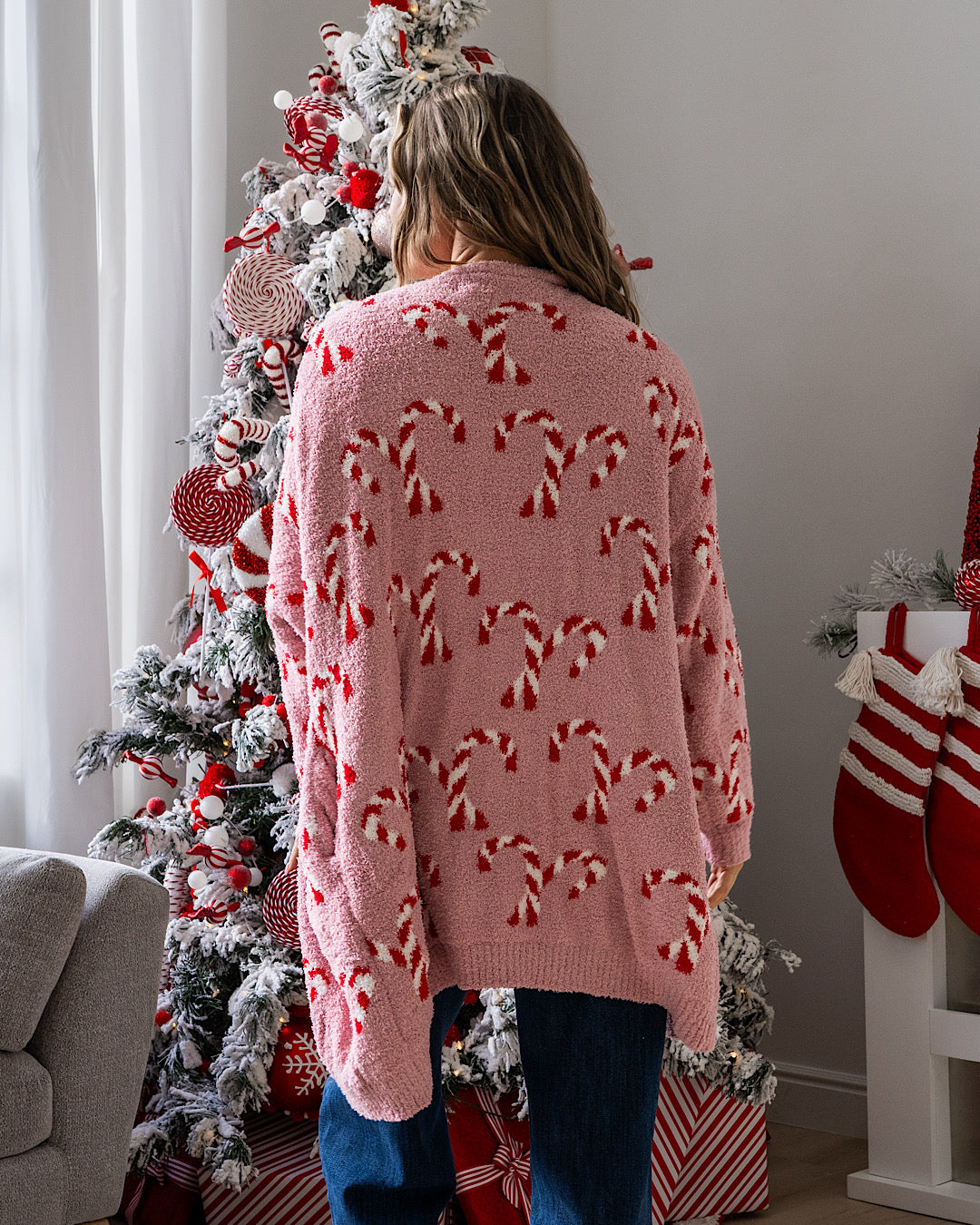 NEW! Christmas Cloud Open Cardigan - Candy Cane Blakeley