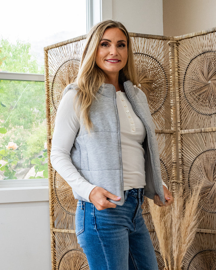 Selene Puffer Vest - Heather Gray Be Cool